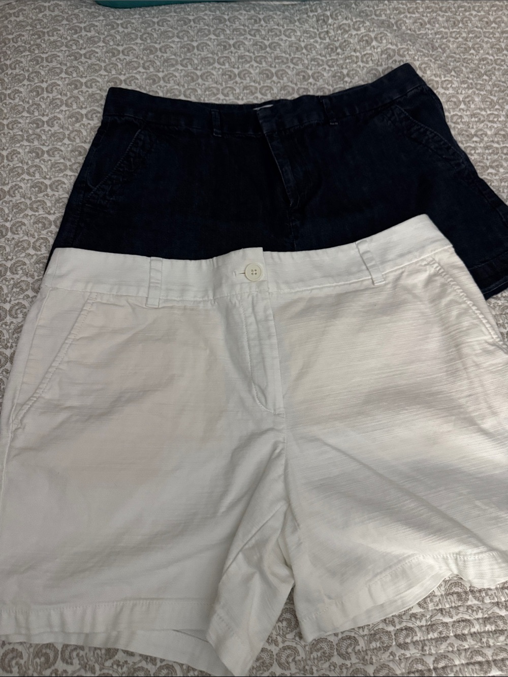 LOFT Denim and White Women's Cotton-Blend Shorts Set